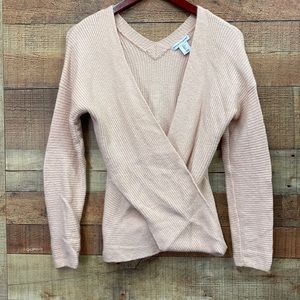 Wearing Your Heart On Your Sleeve Crossover Knit Sweater